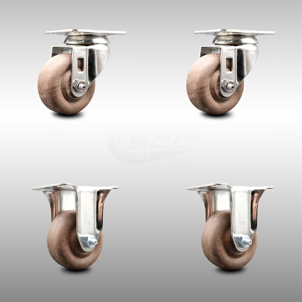 3 Inch 316SS High Temp Glass Filled Nylon Swivel Top Plate Caster Rigid, 2PK